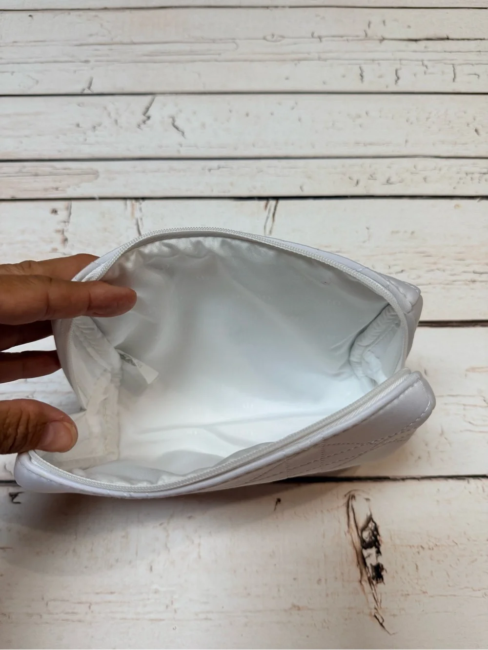 Dior White Quilted CD Cosmetic Pouch